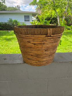 Vintage Wicker Rattan Planter Basket