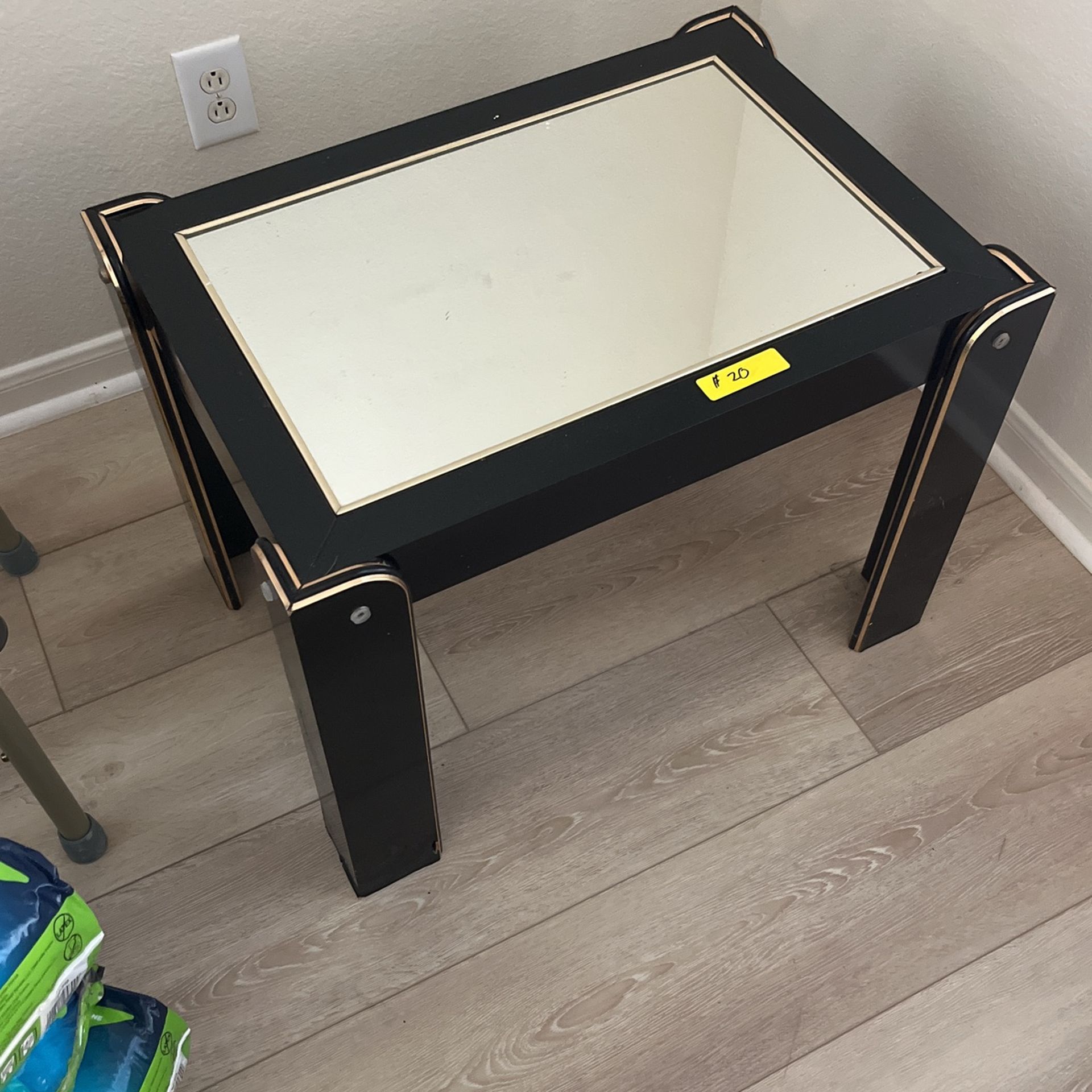 Side table with mirror top