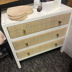 White Dresser With Wicker Drawers 