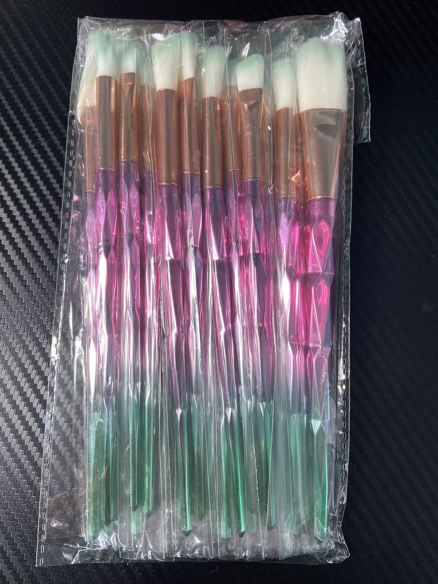 20 Makeup Brush Set Diamond Handle Pink Green