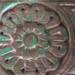 Unique Carved Green Antique Mirror