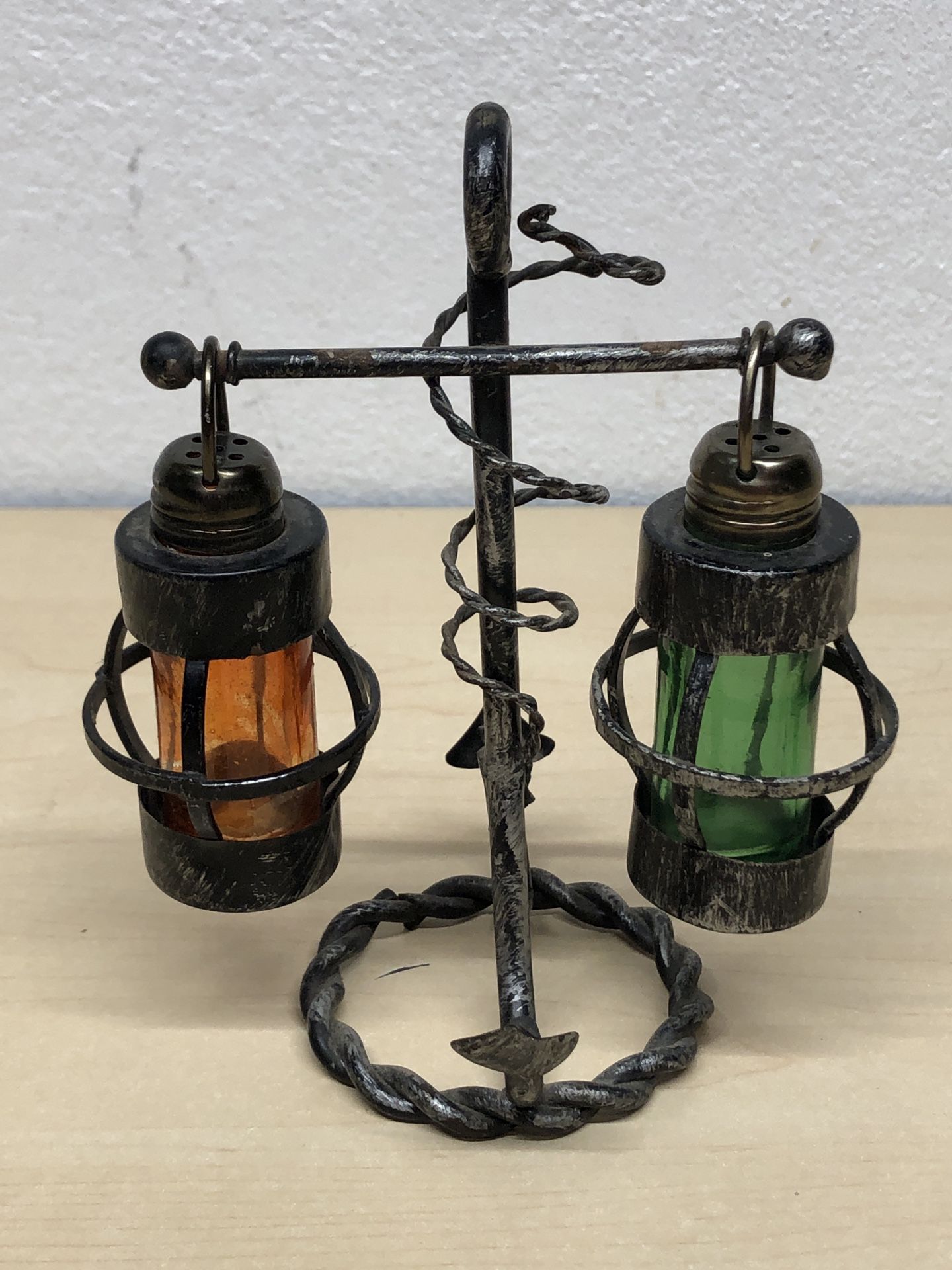 Vintage Hanging Light Lantern Salt Pepper Shaker Set