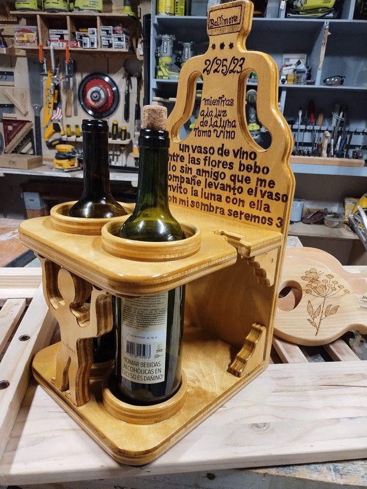 Wine Bottle Holder Or Wine Bottle Rack And Glass