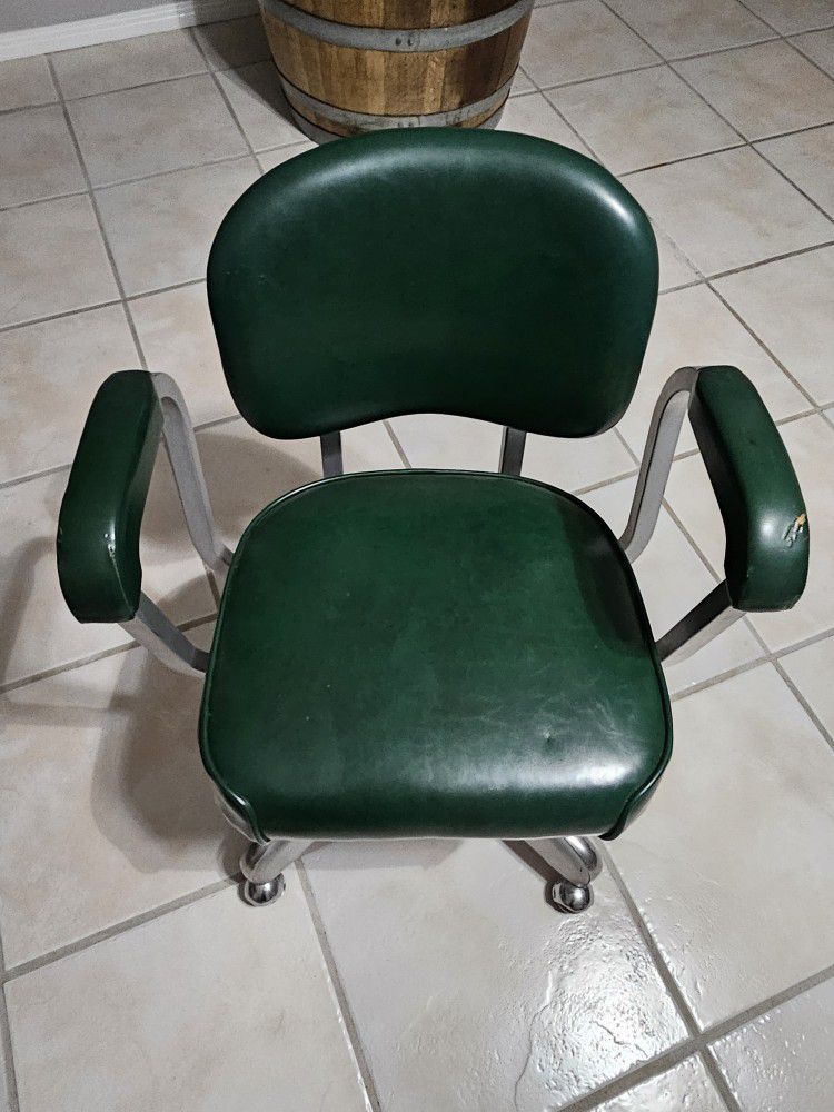 Vintage Green Rolling Desk Office Chair