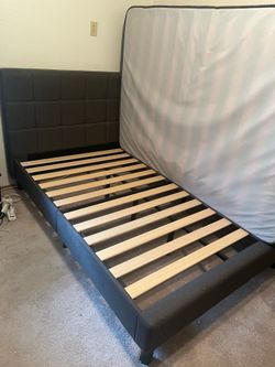 Blackstone by Zinus Upholstered Square Stitched Platform Full sized Bed Frame