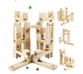 New Wooden Marble Run 60 Piece Set 