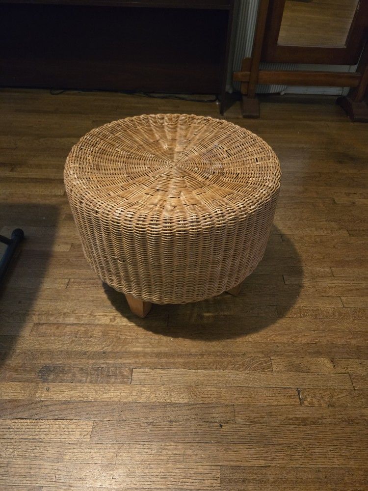 Wicker Rattan Stool/Ottoman $100