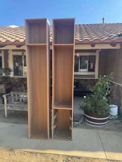 Tall Narrow Wood Bookcase Shelving Units – Set of 2