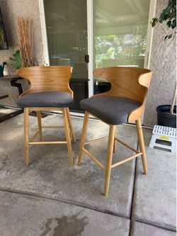 Mid century natural wooden bar stool