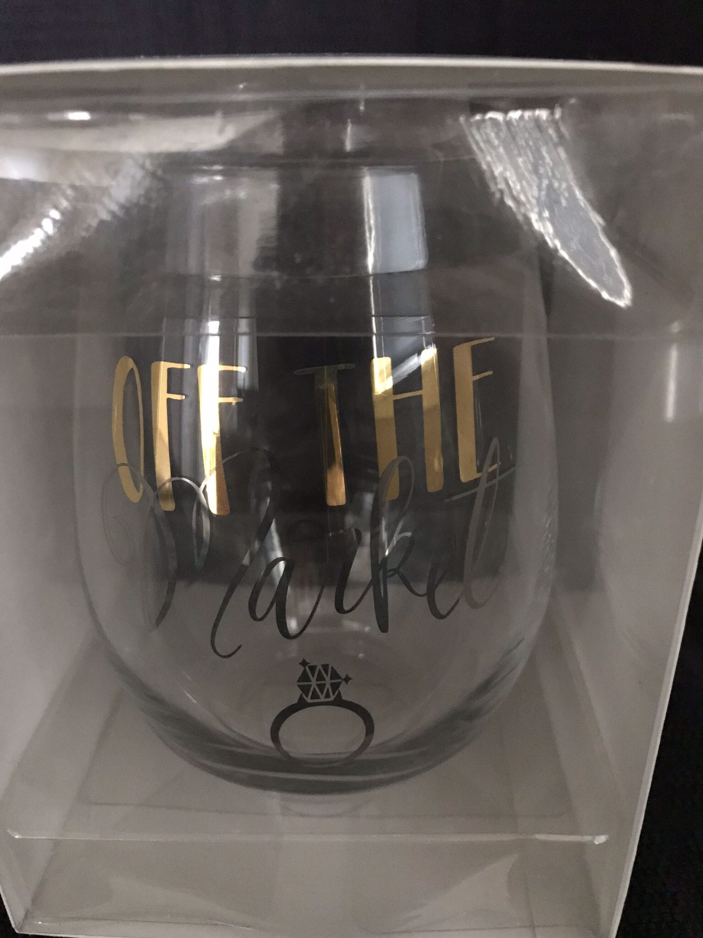 Stemless Engagment Wine Glass