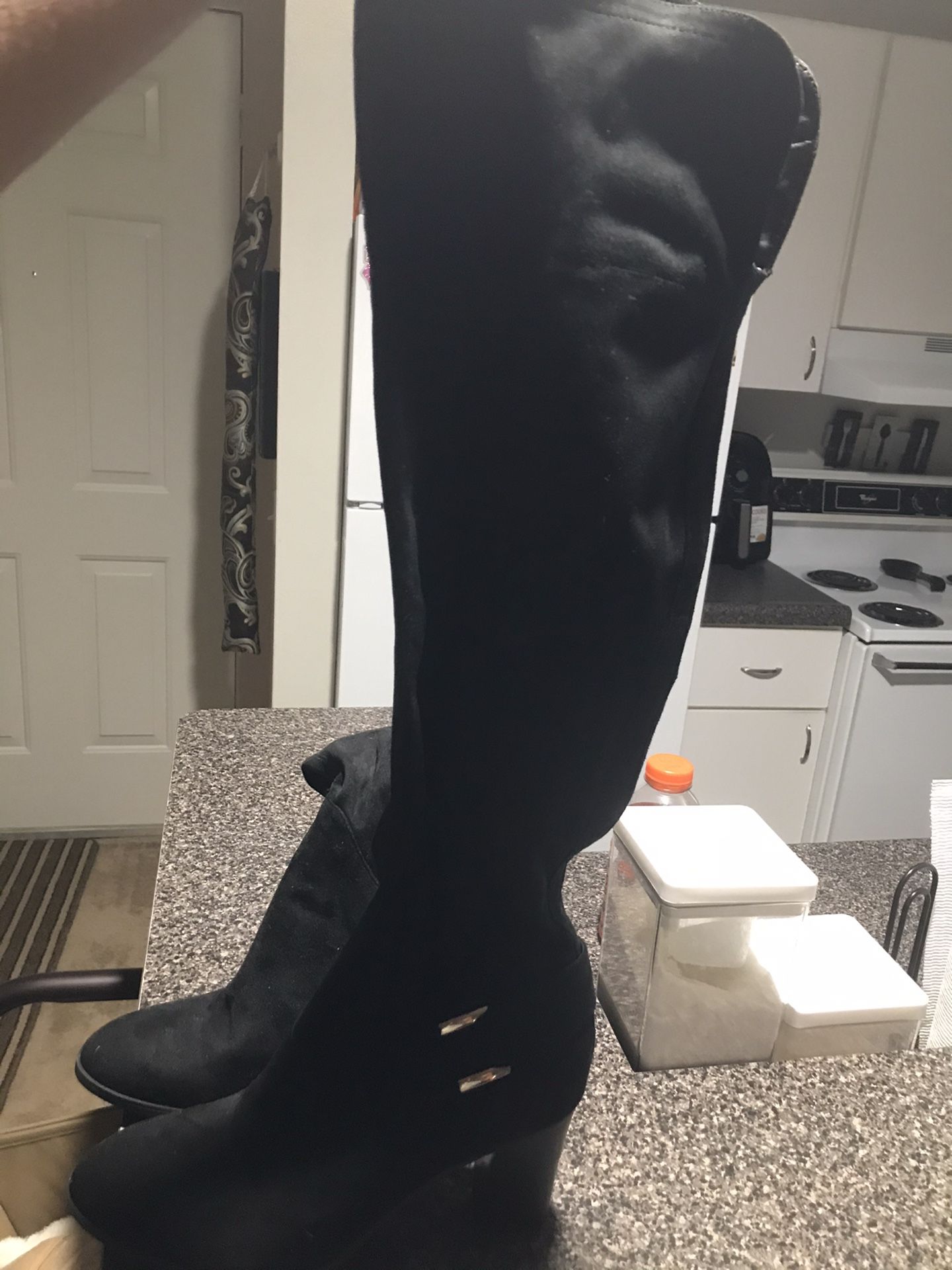 Knee high black suede boots(Marc Fisher)