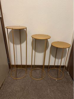 Set of 3 Gold Plant Stands