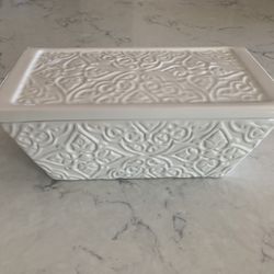 Ceramic Container with Lid Microwave Safe NEW 