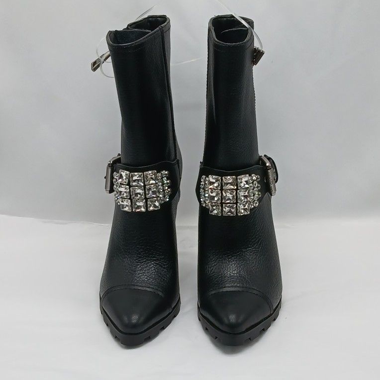 ジャッキー Karl Lagerfeld Mable Boot Women 6.5 Black Leather Crystal