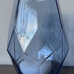 Blue Glass Vase / Candle Holder 