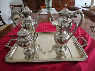 Silver 800 Tray and Coffee/ Tea Set 4 pieces