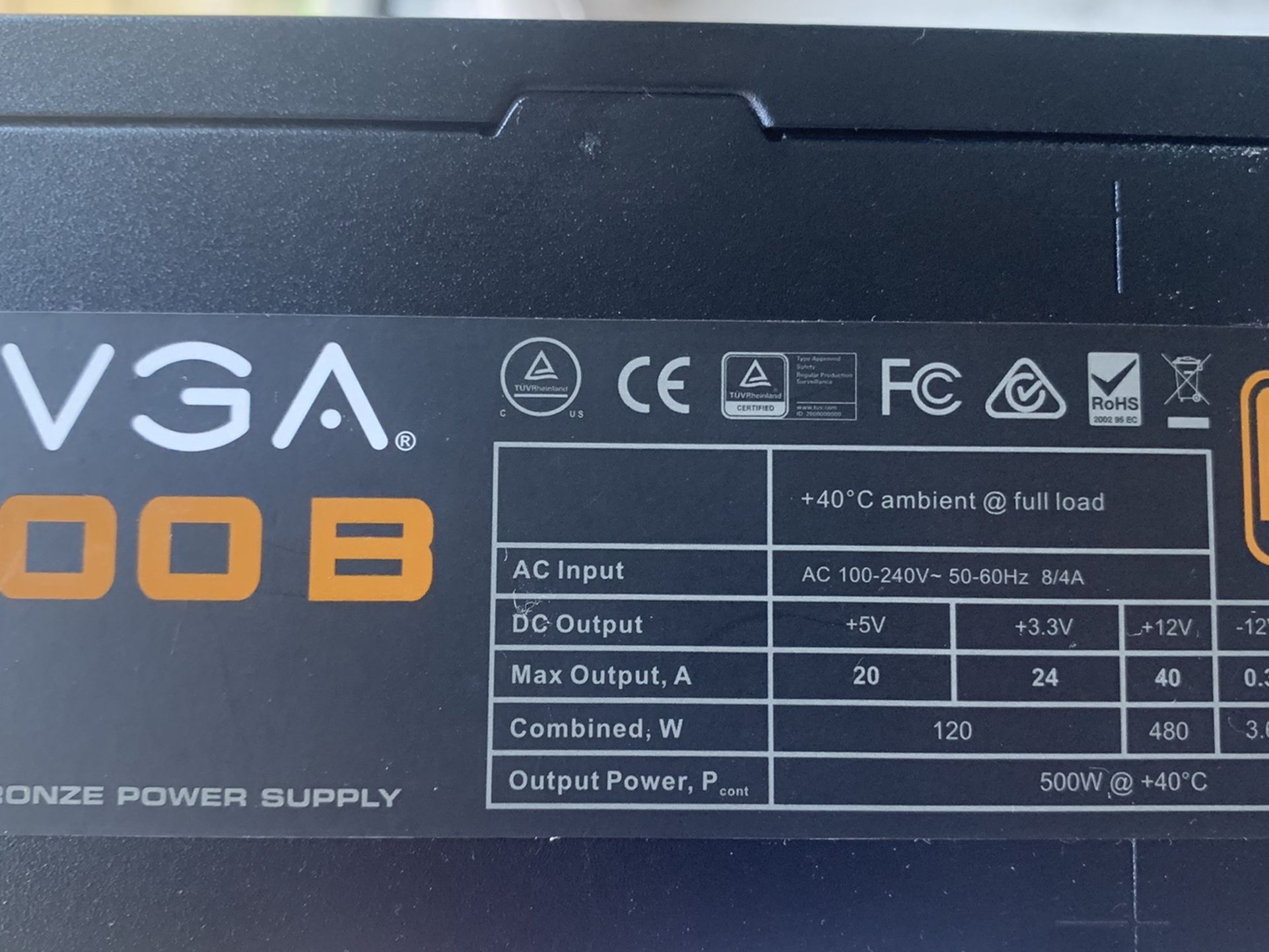 EVGA 500W B Power Supply