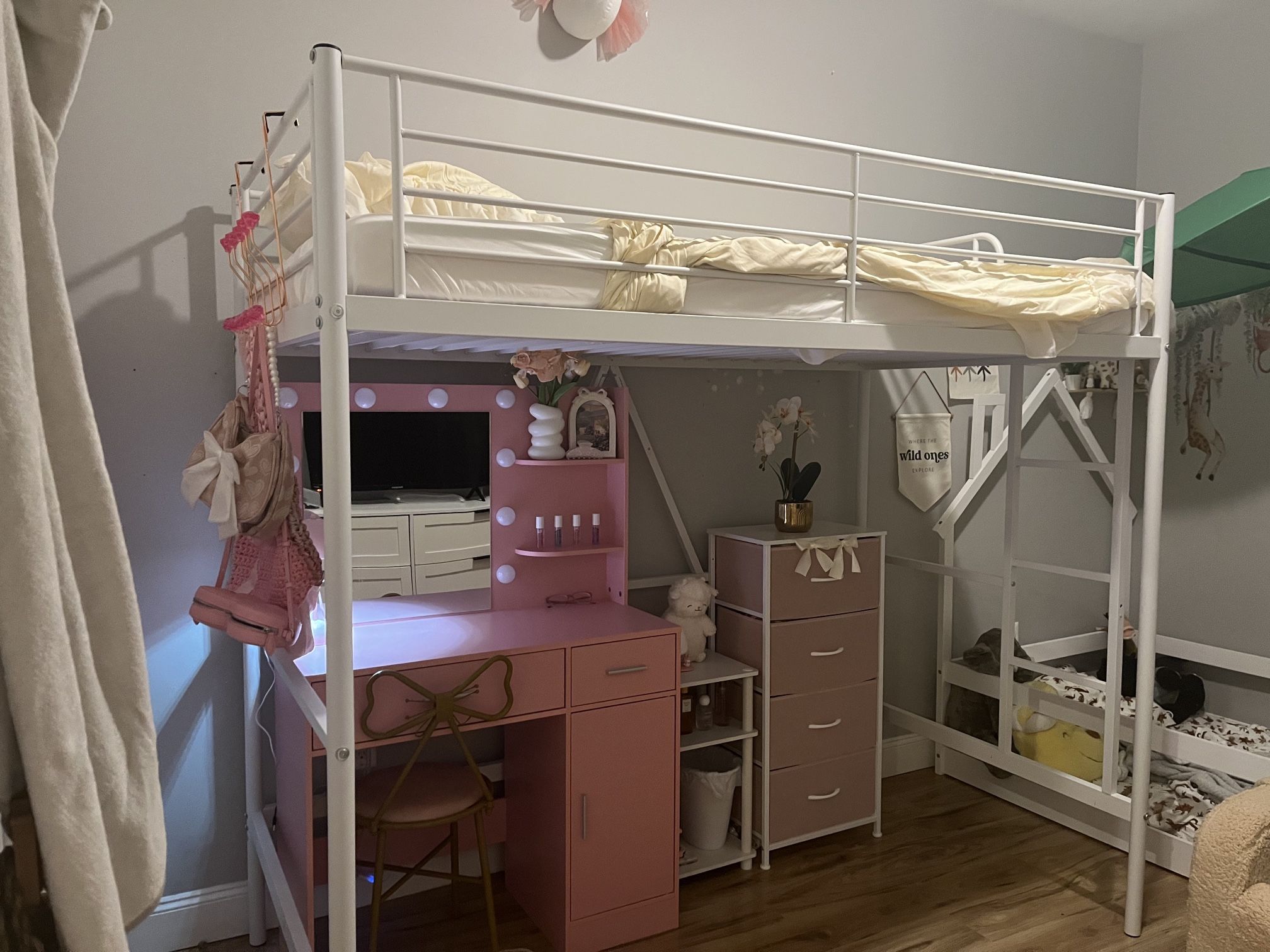White Twin Size Loft Bed