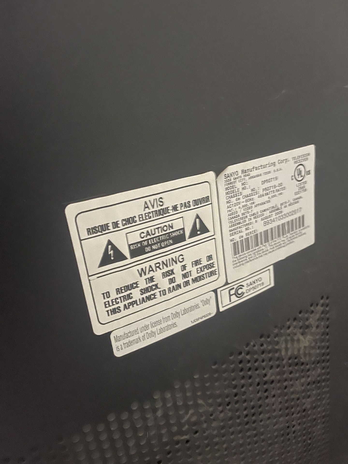 Sanyo Plasma TV- Flat Screen 50”