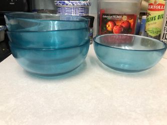 Glass bowls teal/aqua  set of 4
