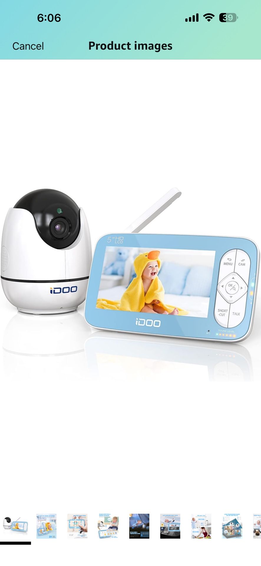 iDOO Baby Monitor with Camera and Audio, Video Baby Monitor no WiFi with Night Vision, 720P 5" HD Color Display,