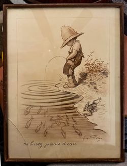 Funny Vintage Framed Sketch