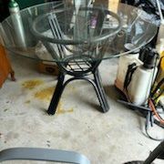 Glass Top Wicker Table