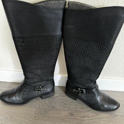 Leather Knee High Women Black Boots Size 8.5 US