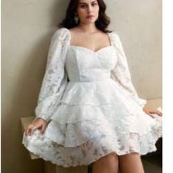 White Dress Worn Once Plus Size 3XL Bachelorette Outfit Country Chic Very Cute $45 Got Lots Of Compliments 