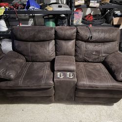! Suede leather full couch set !
