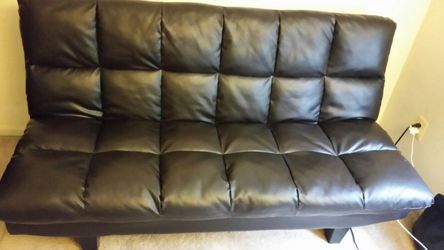 Brown leather futon