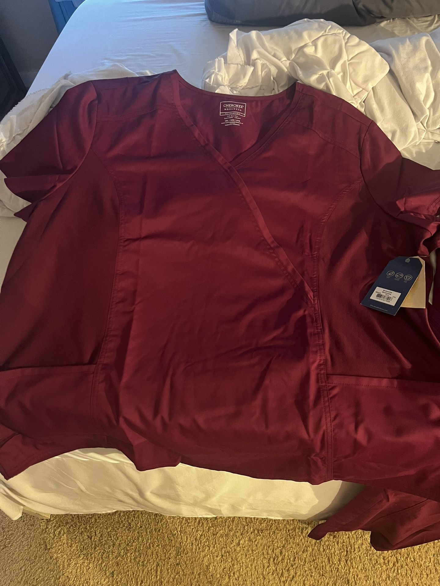 3XL Cherokee Maroon Maternity Scrubs