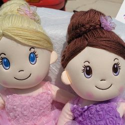 Princess, Ballerina or Fairy Soft Plush Rag Doll - Lavender/Pink (**NEW**) "Pair"