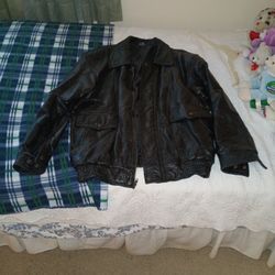 Leather Jacket Patch Style Men's Extra Large Nice