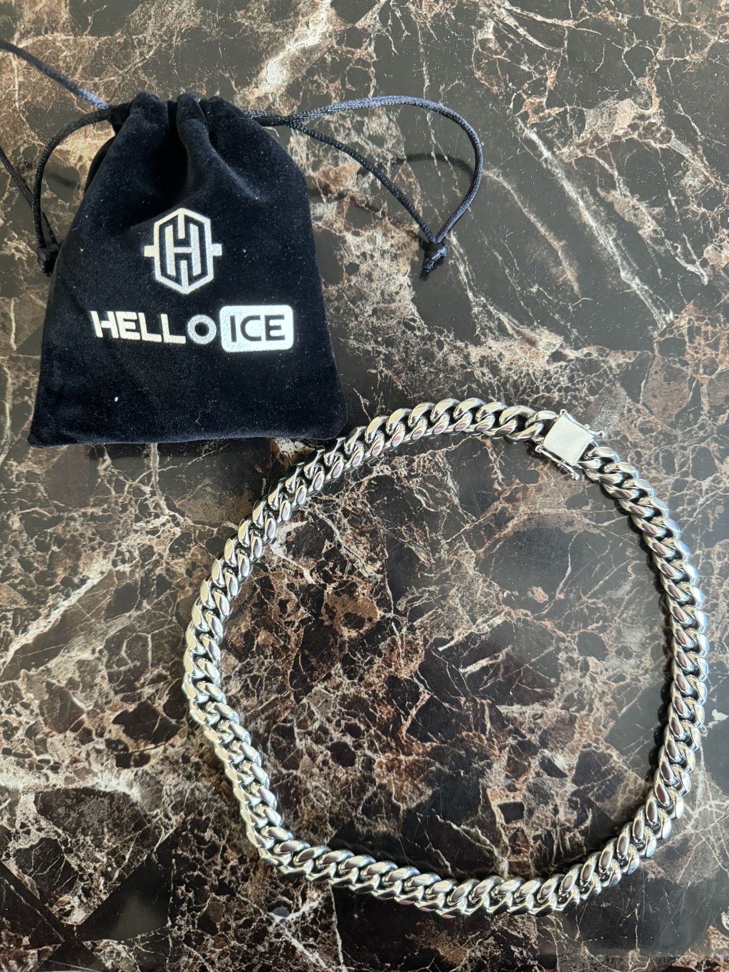 Helloice 12mm 316L Stainless Steel Cuban Link Chain