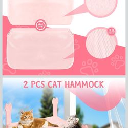 2 Pink Window Cat Perch