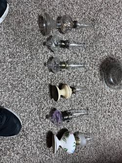Vintage & Antique Oil Lamp Lot (7 Pcs) - White Flame Light Co, Lamplight Farms Austria, Miniature Hurricane Lamps