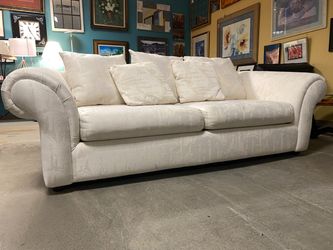 Ivory Roll Arm Upholstered Sofa