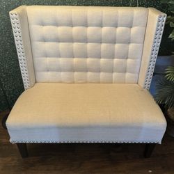 Cream mid century loveseat Sofa