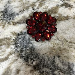 CROFT & BARROW Red Stone Flower Shaped Brooch,