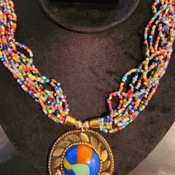 Women's Vintage Boho Look Beaded Necklace 
