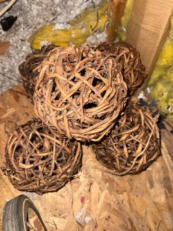8” wood/ wicker sphere 10.00 each
