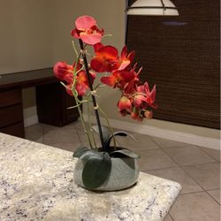Silk Orchid Flower With Vase 