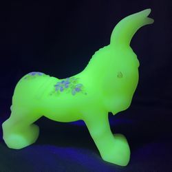 VTG- Fenton Custard Glass Donkey, UV Glow 