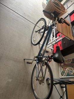 Blue City Bike with Front Wicker Basket