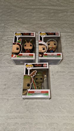 Marvel Guardians of the Galaxy Holiday Special Funko Pops — Mantis, Star-Lord, Groot
