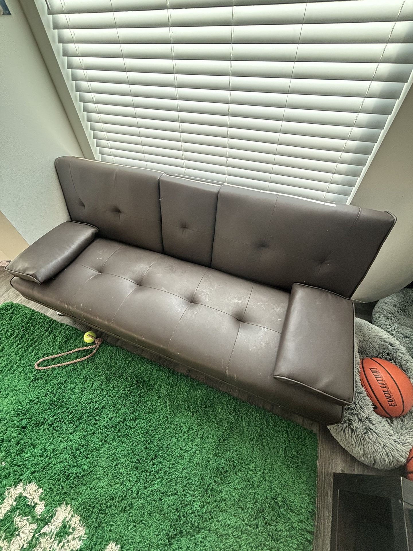 Brown Leather Futon