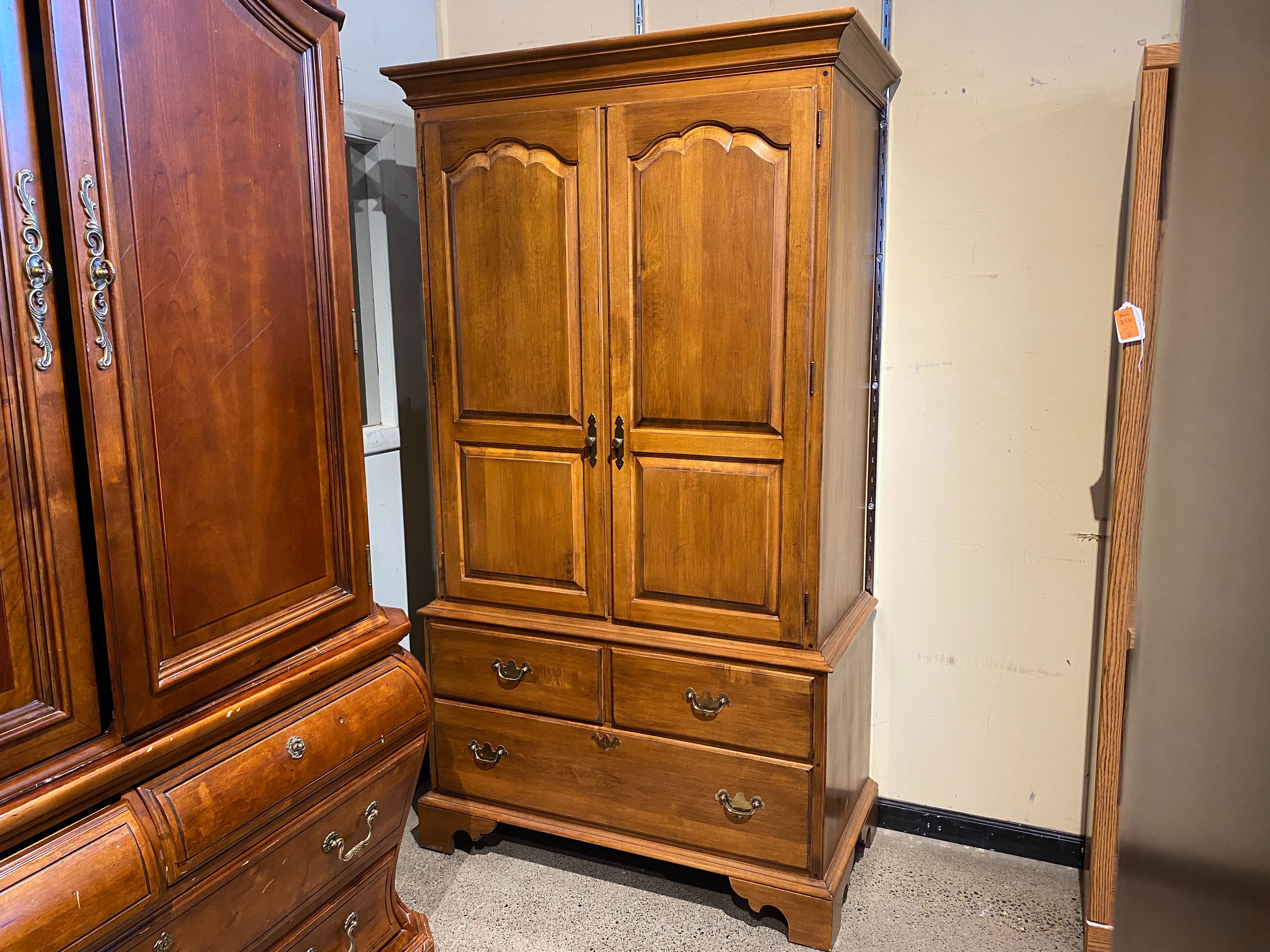 ETHAN ALLEN Warm Tone Armoire w/ Adjustable Partitions