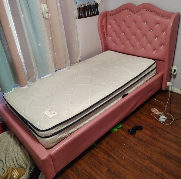 Bed Frame With Bamboo Mattress-Twin (Like New) $200