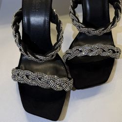 Charlotte Russe Black Sparkly Braided Heels – Brand New